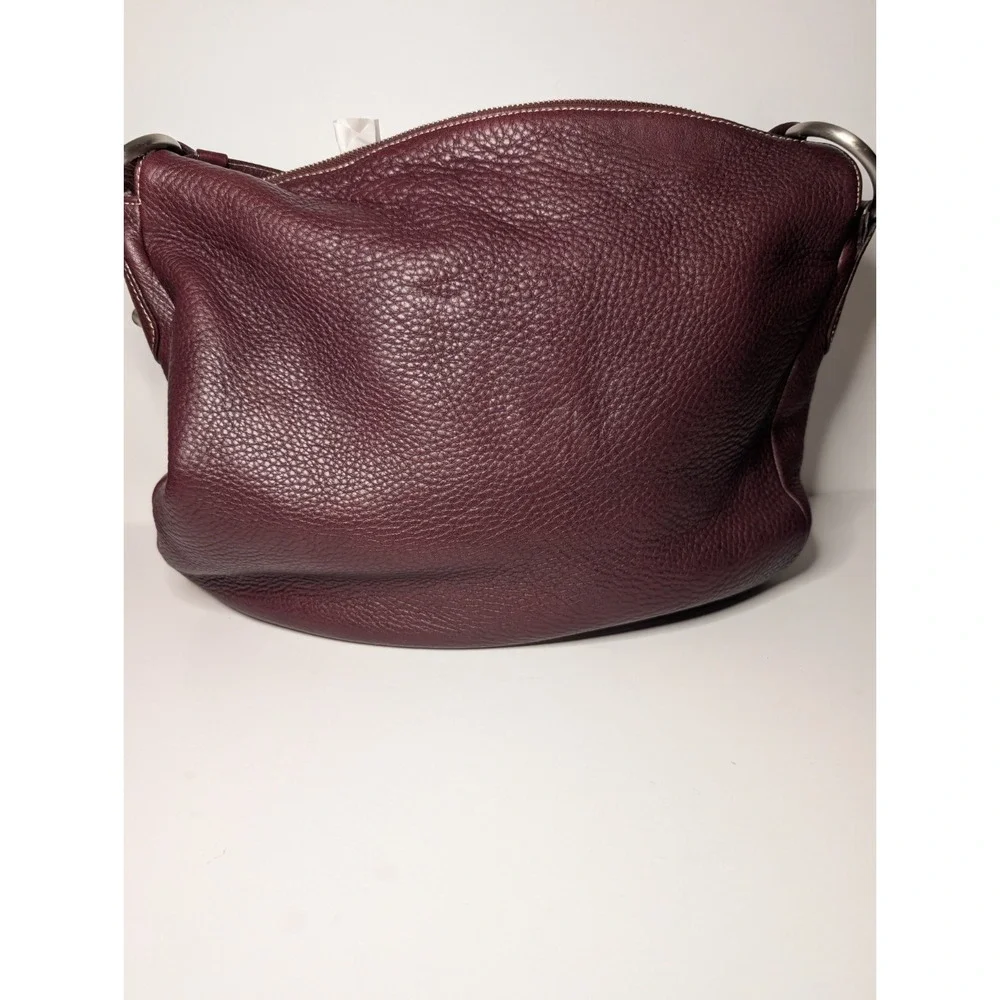 Talbots Oxblood Pebbled Leather Hobo Shoulder Bag Gold Hardware Classic Preppy